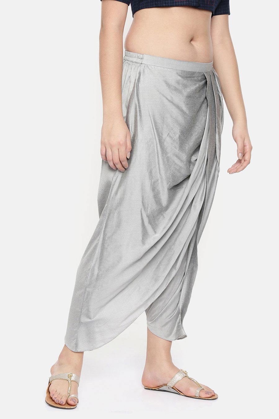 Silver Grey Pleated Dhoti Pants