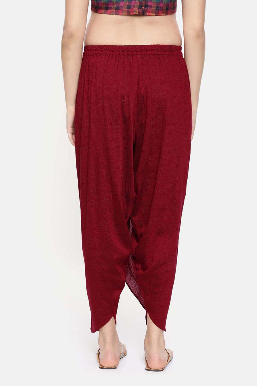 Red Silk Dhoti Style Pants