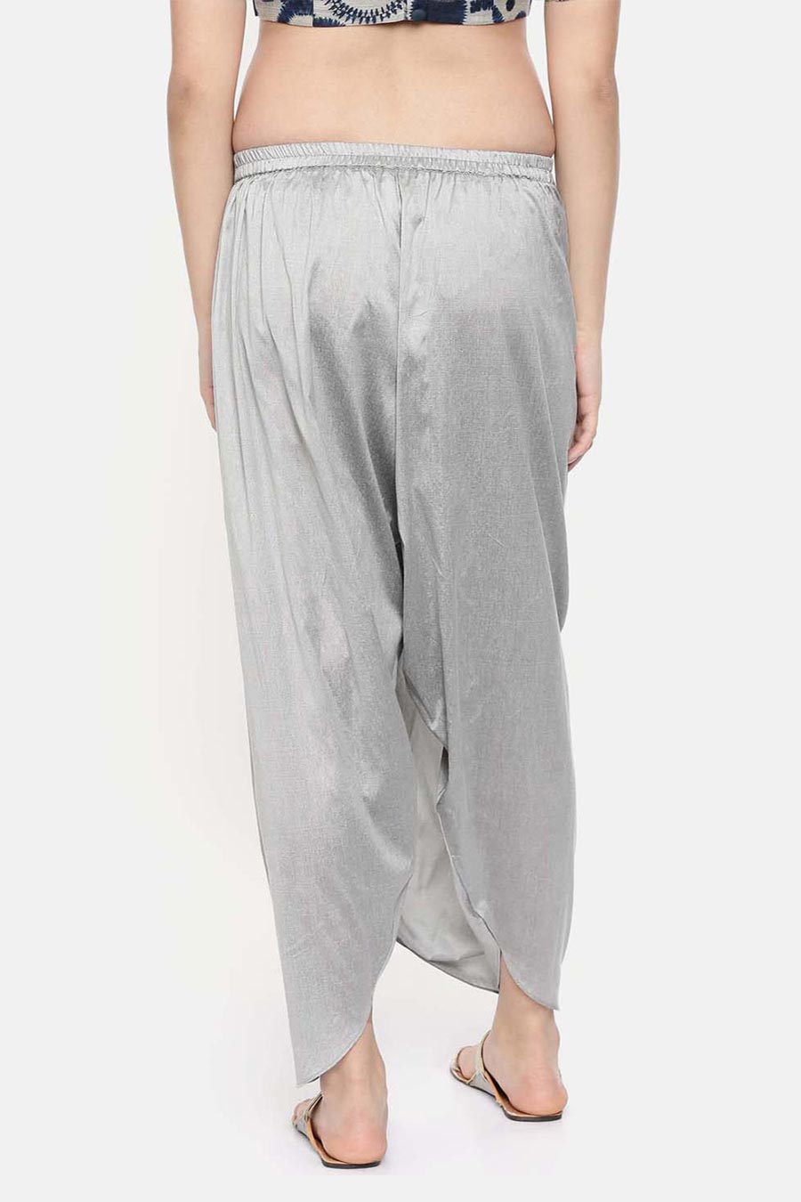 Silver Grey Cotton Silk Dhoti Pants