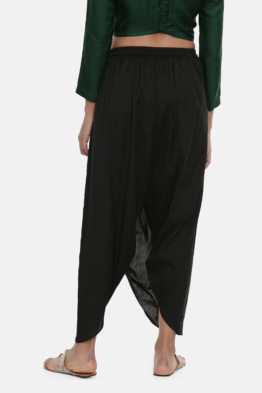 Black Cotton Silk Dhoti Pants