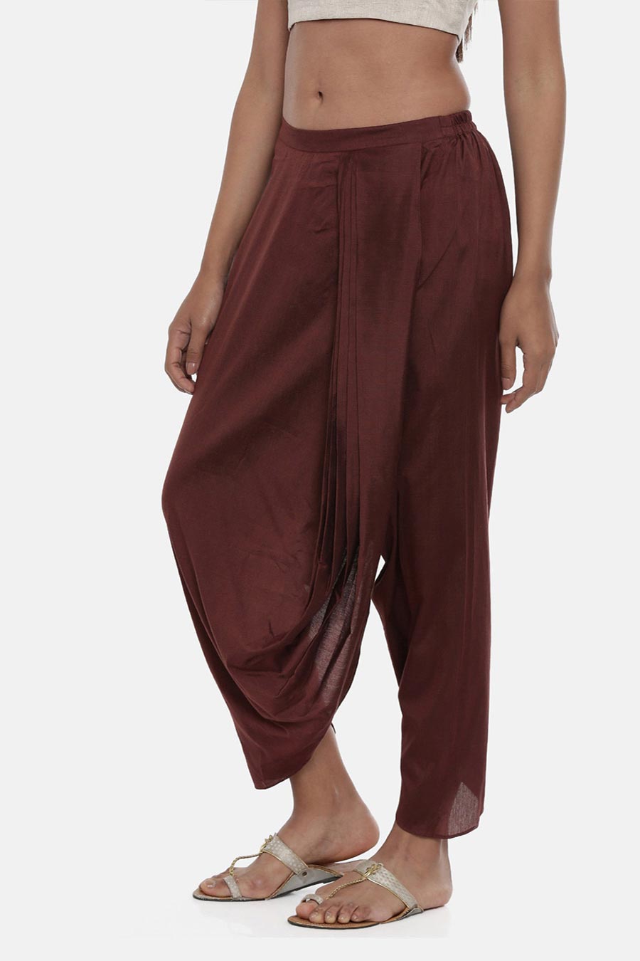 Brown Cotton Silk Dhoti Pants