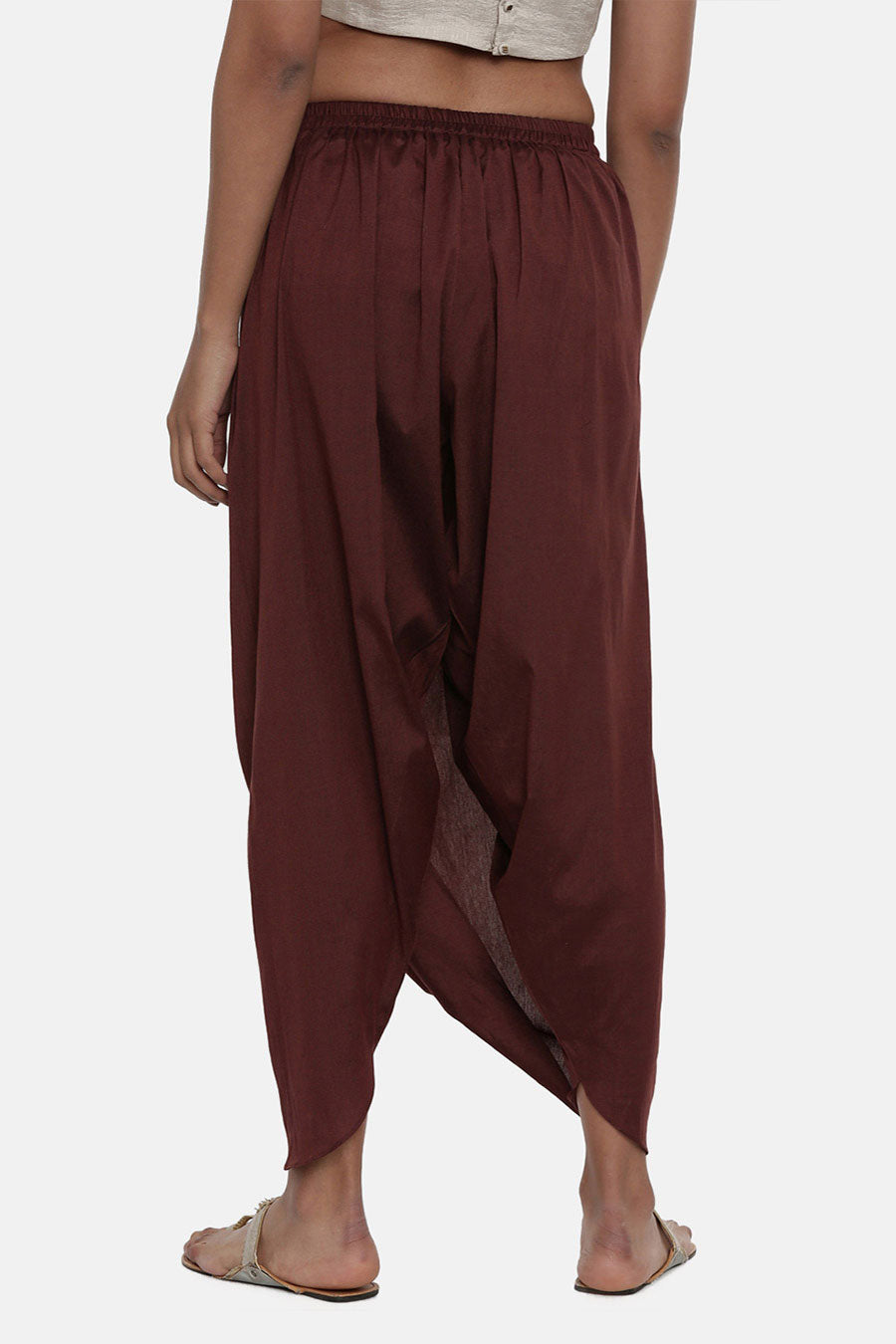 Brown Cotton Silk Dhoti Pants