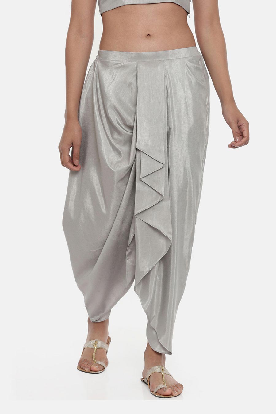 Silver Grey Silk Dhoti Pants