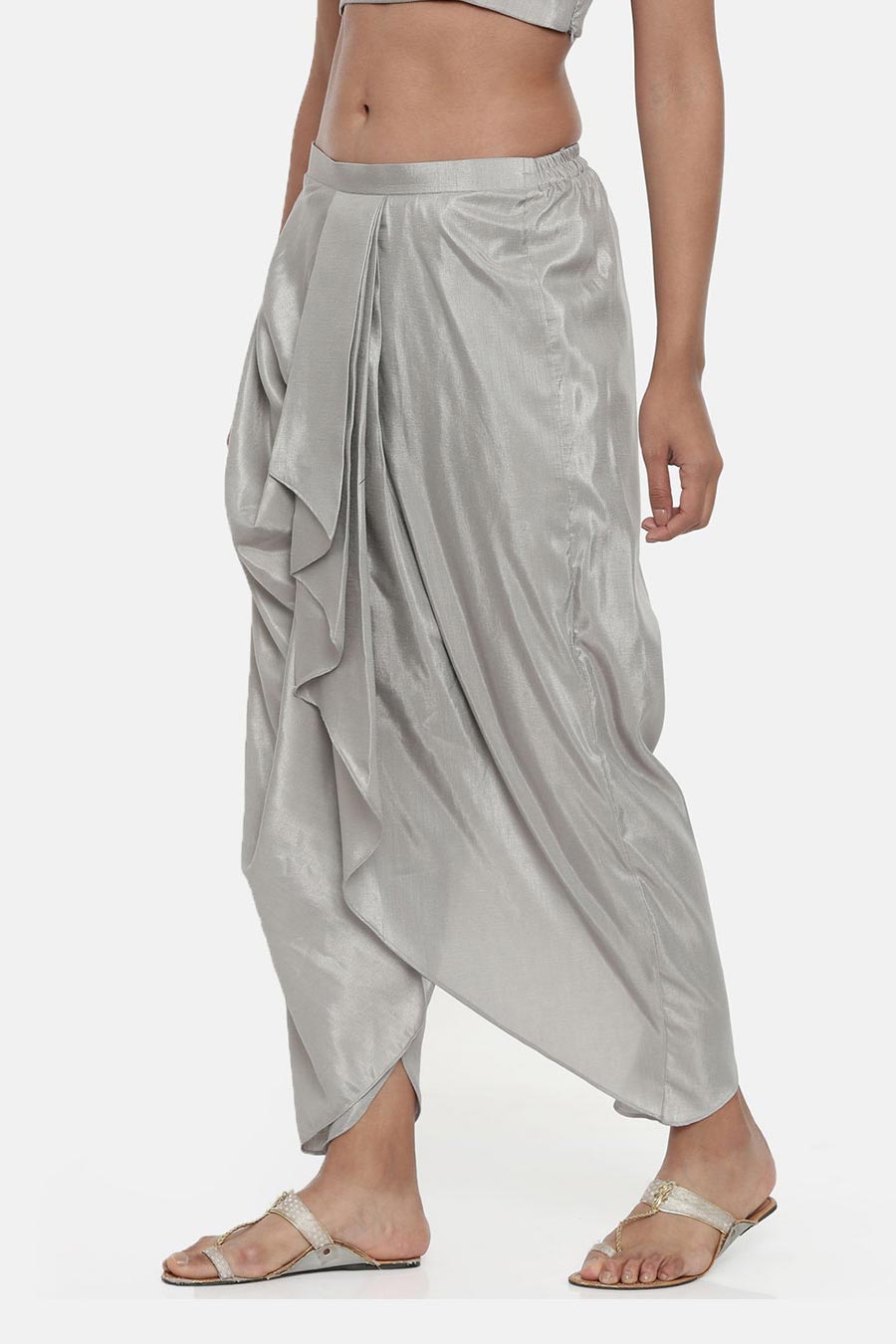 Silver Grey Silk Dhoti Pants