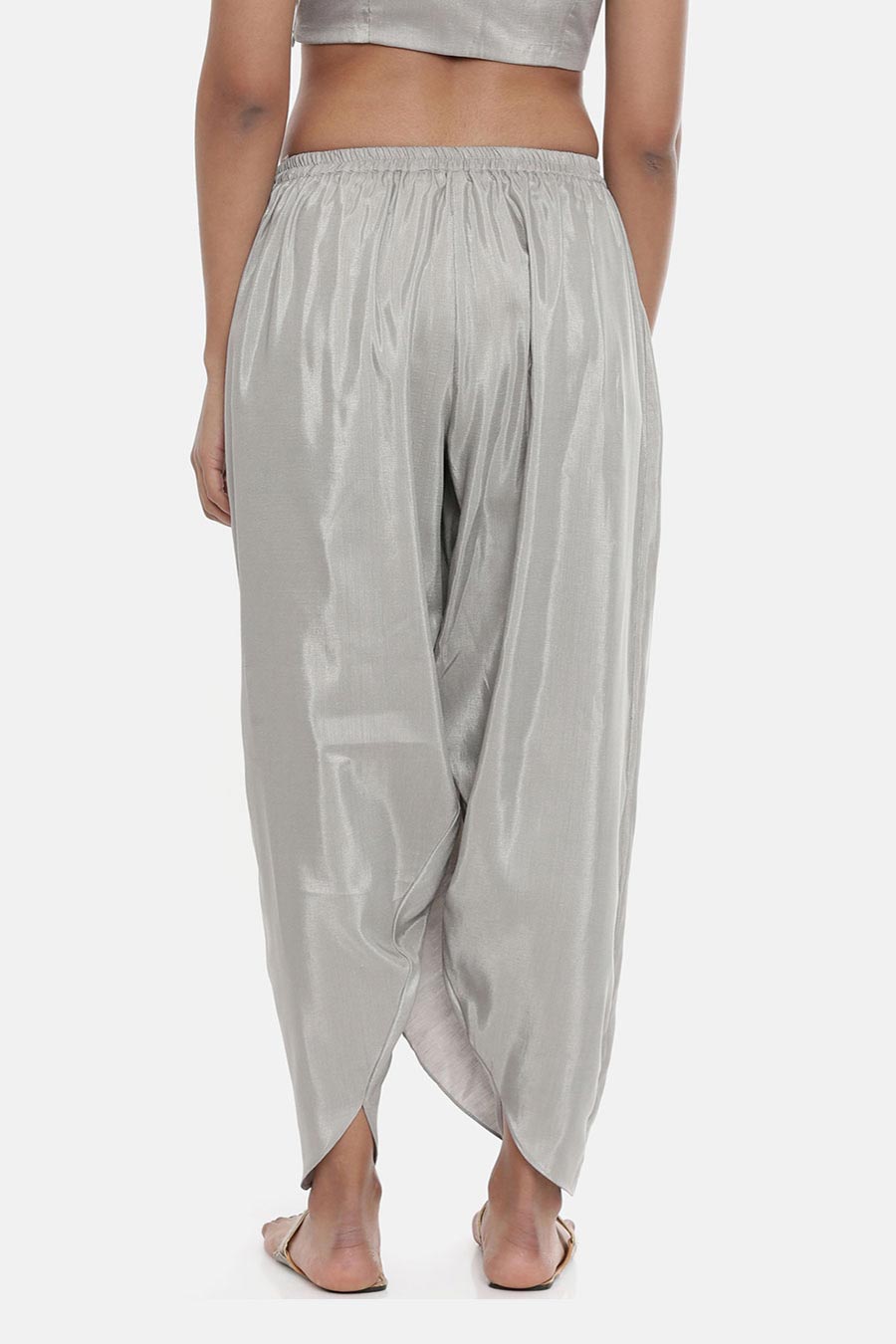 Silver Grey Silk Dhoti Pants