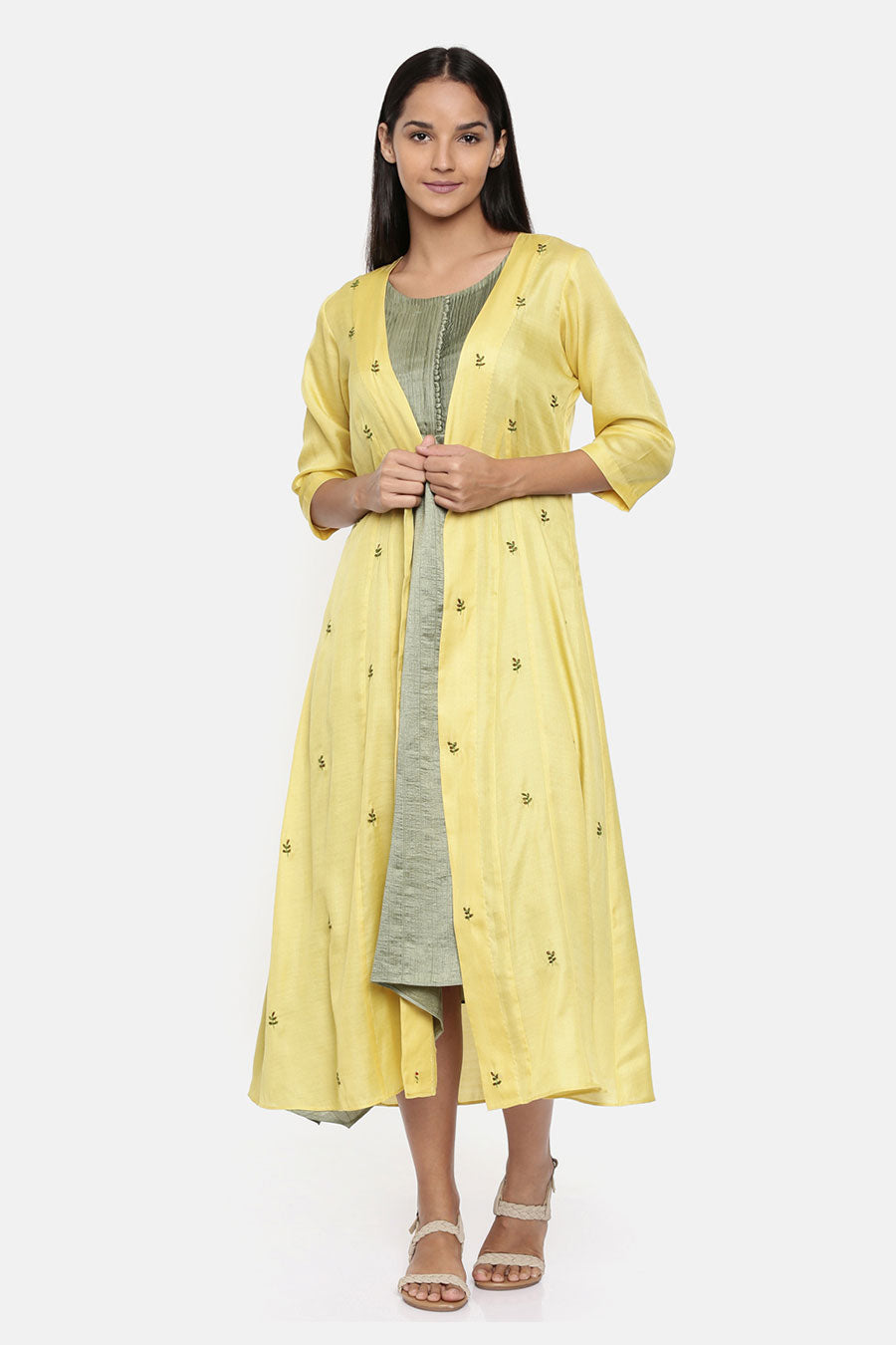 Yellow Long Embroidered Jacket