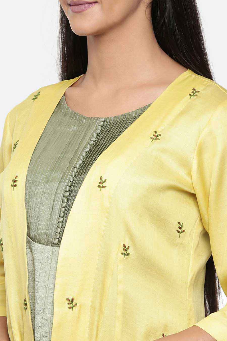 Yellow Long Embroidered Jacket