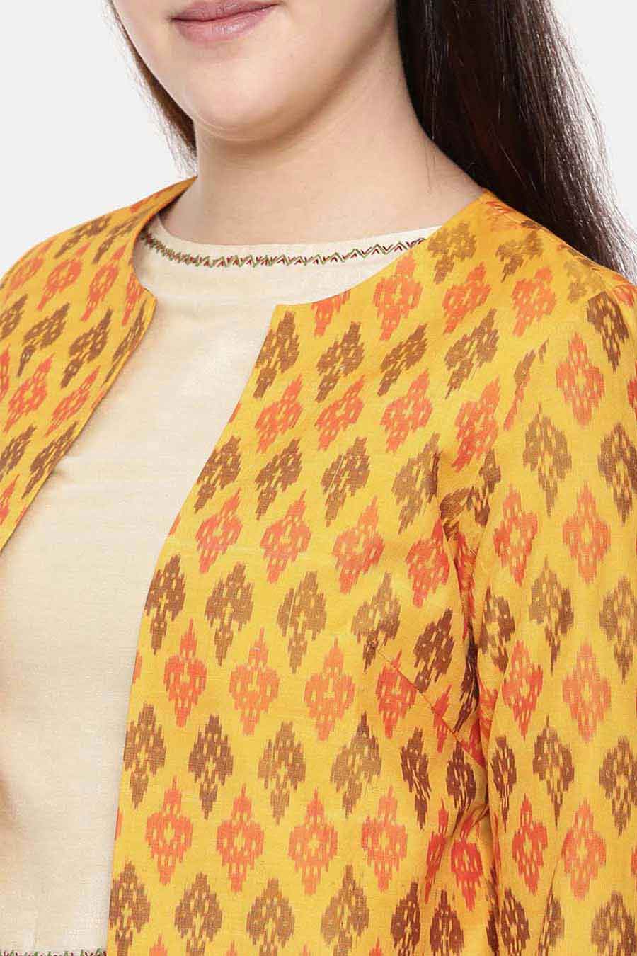 Yellow Silk Short Ikat Jacket