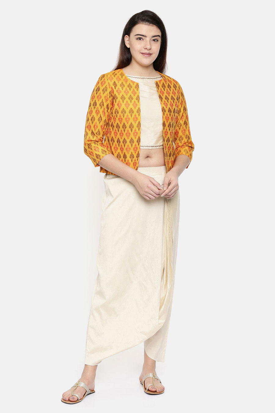 Yellow Silk Short Ikat Jacket