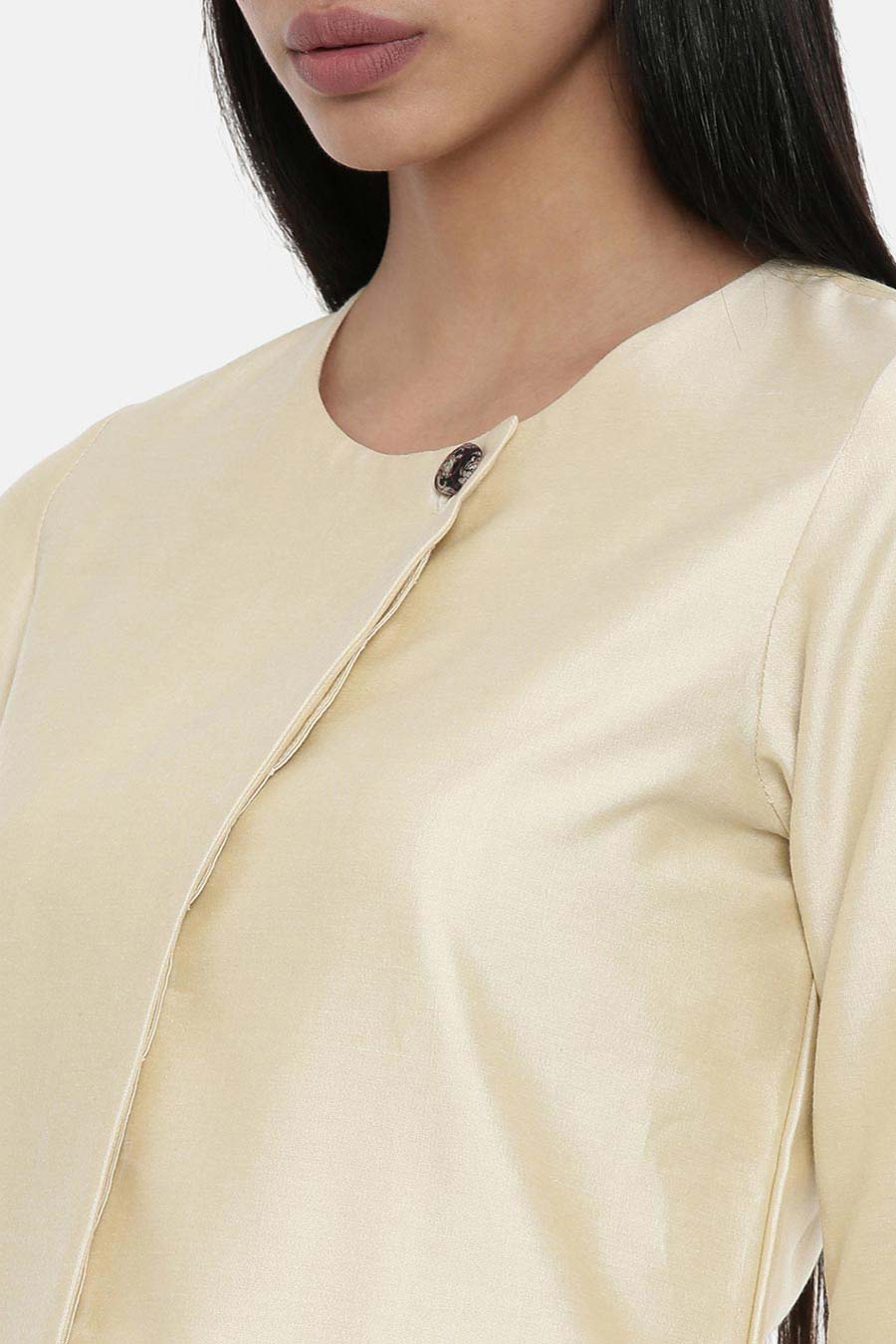 Beige Cotton Silk Jacket