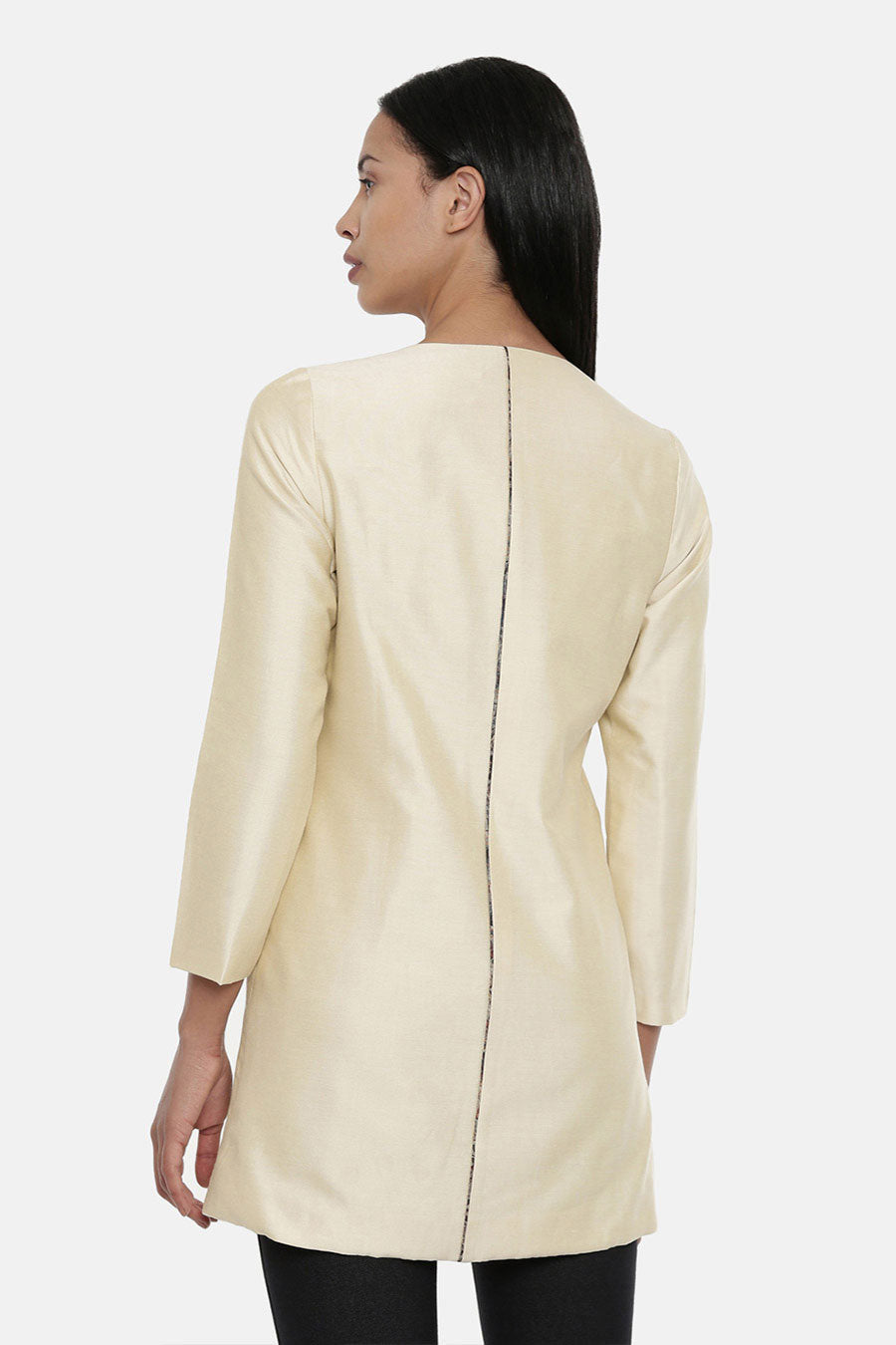 Beige Cotton Silk Jacket