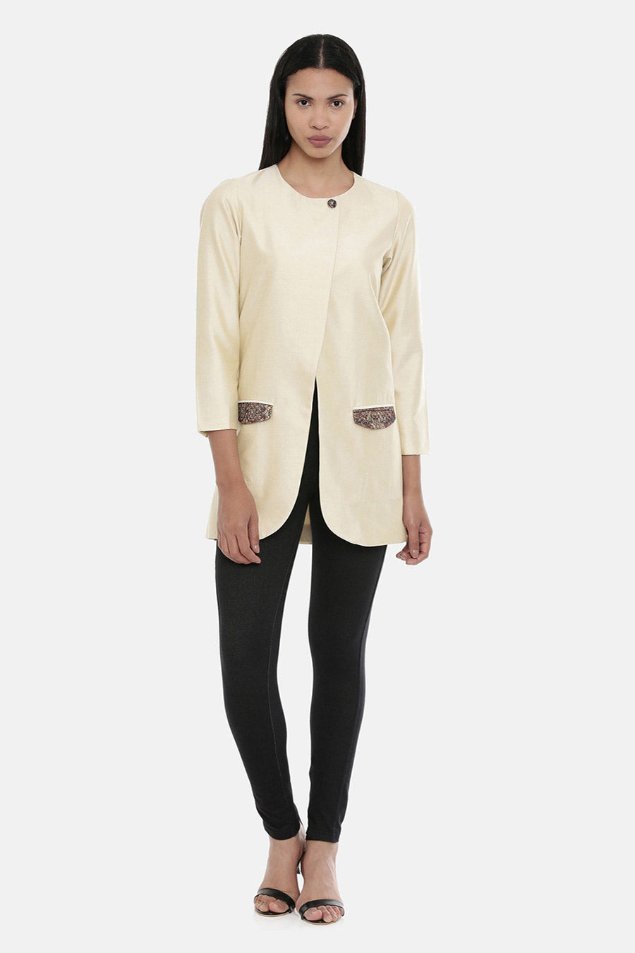 Beige Cotton Silk Jacket