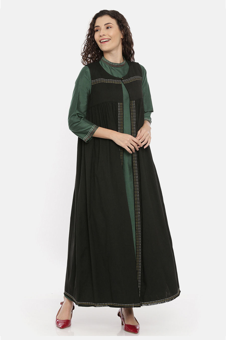 Black Embroidered Long Jacket