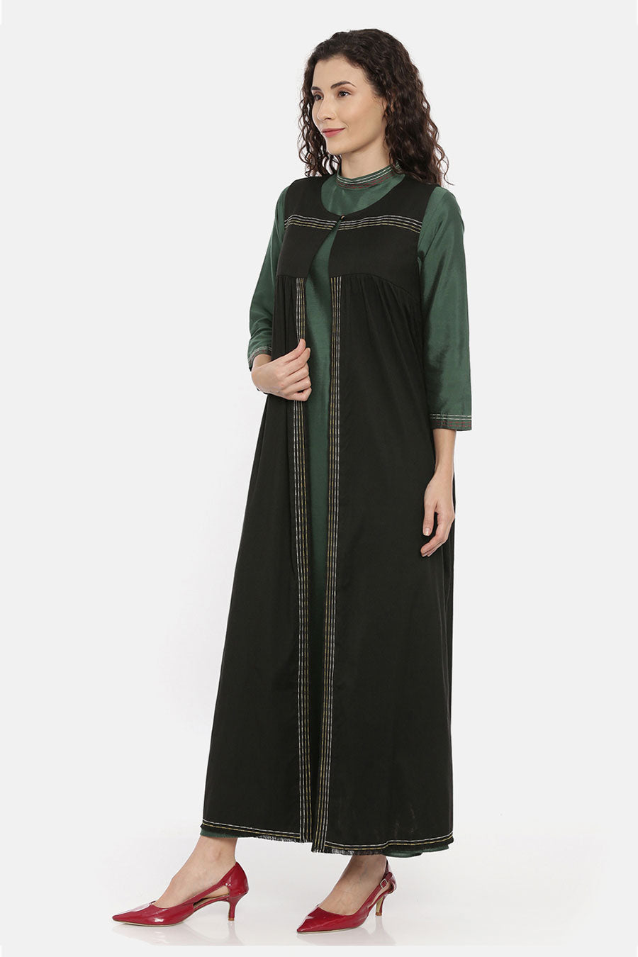 Black Embroidered Long Jacket