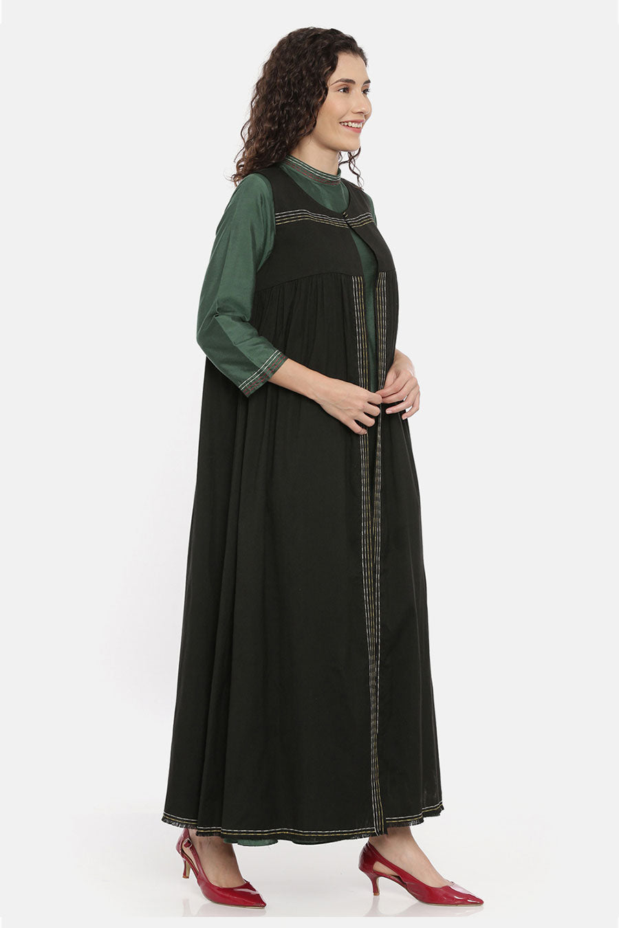 Black Embroidered Long Jacket