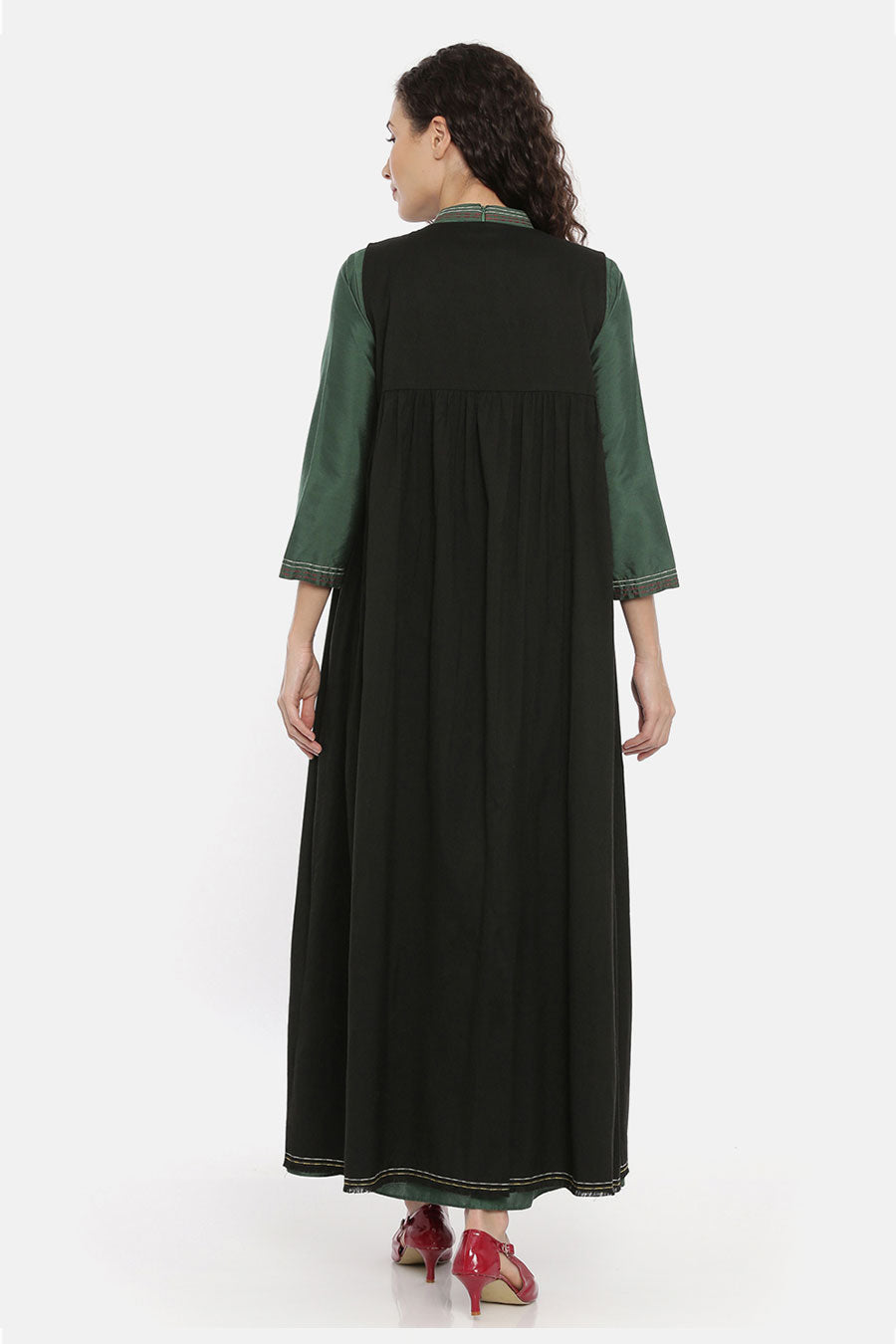 Black Embroidered Long Jacket