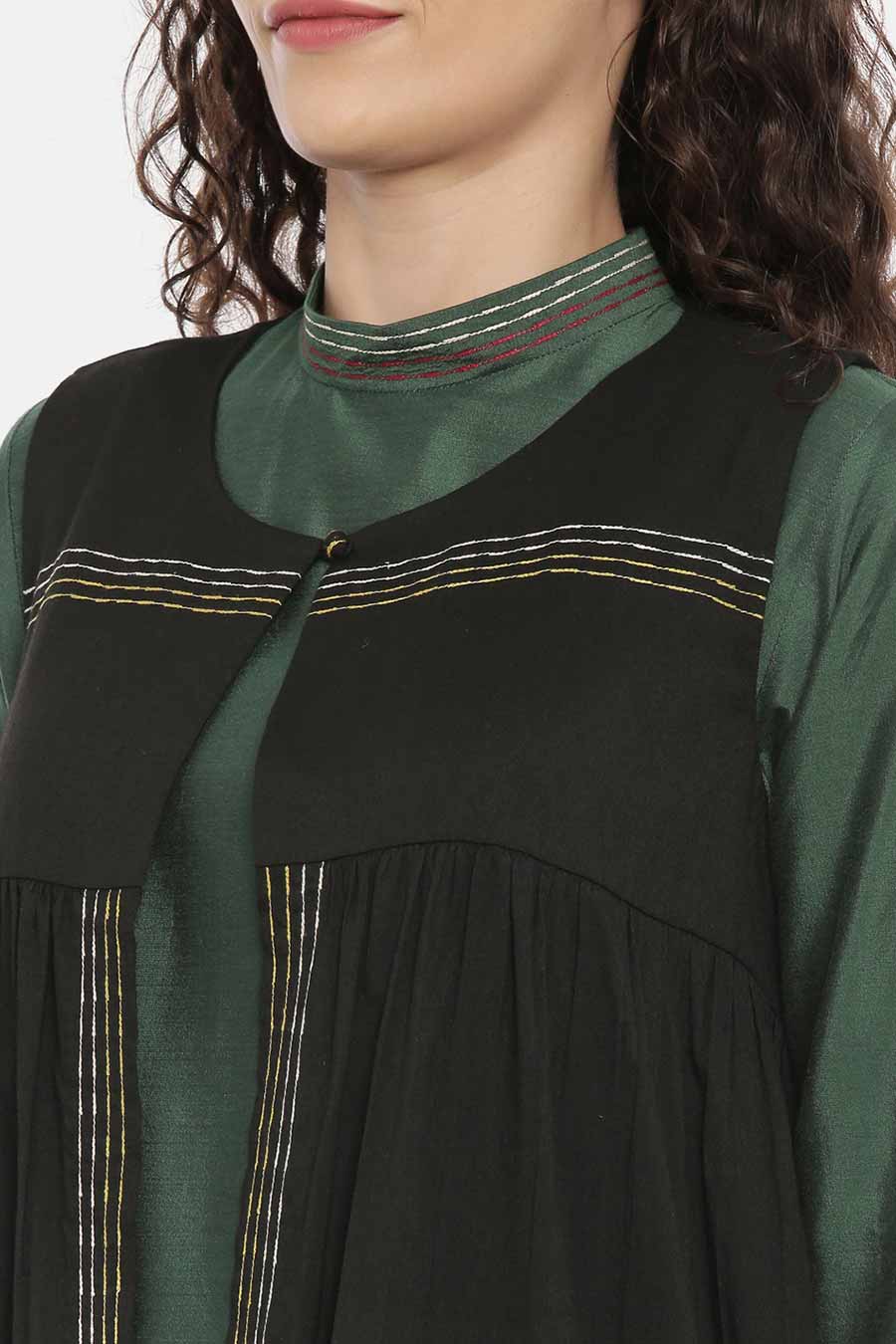 Black Embroidered Long Jacket