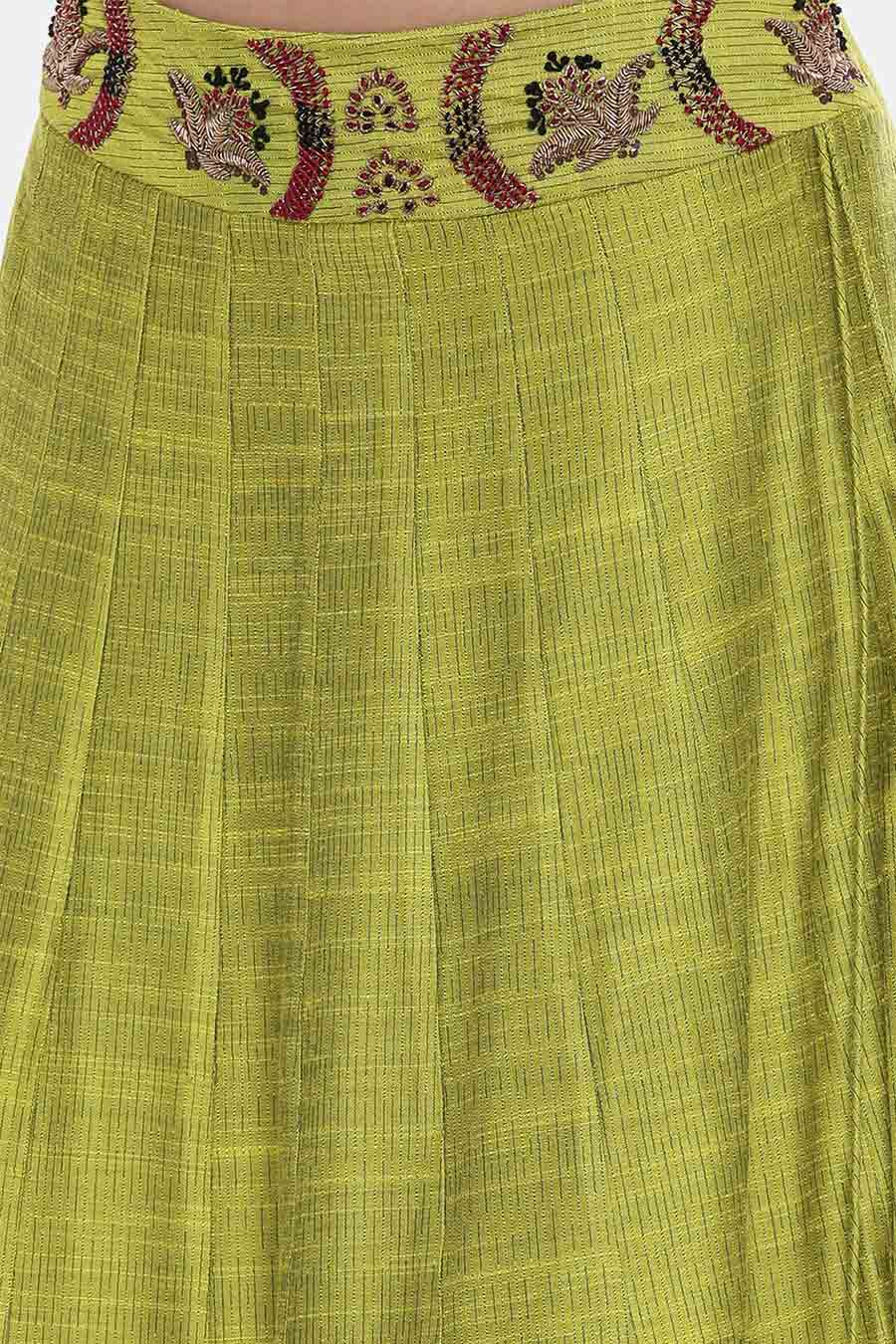 Neon Green Embroidered Lehenga Skirt