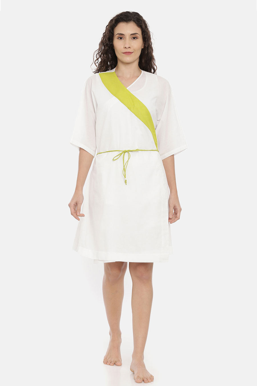 White Top & Short Nightwear Set With Overlay