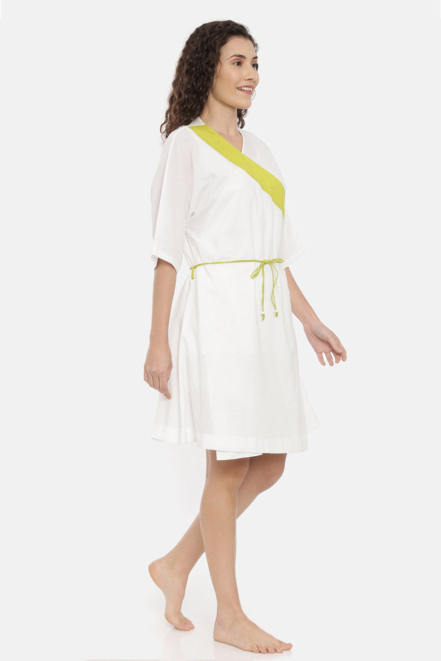 White Top & Short Nightwear Set With Overlay