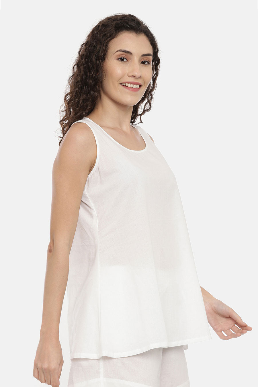 White Top & Short Nightwear Set With Overlay
