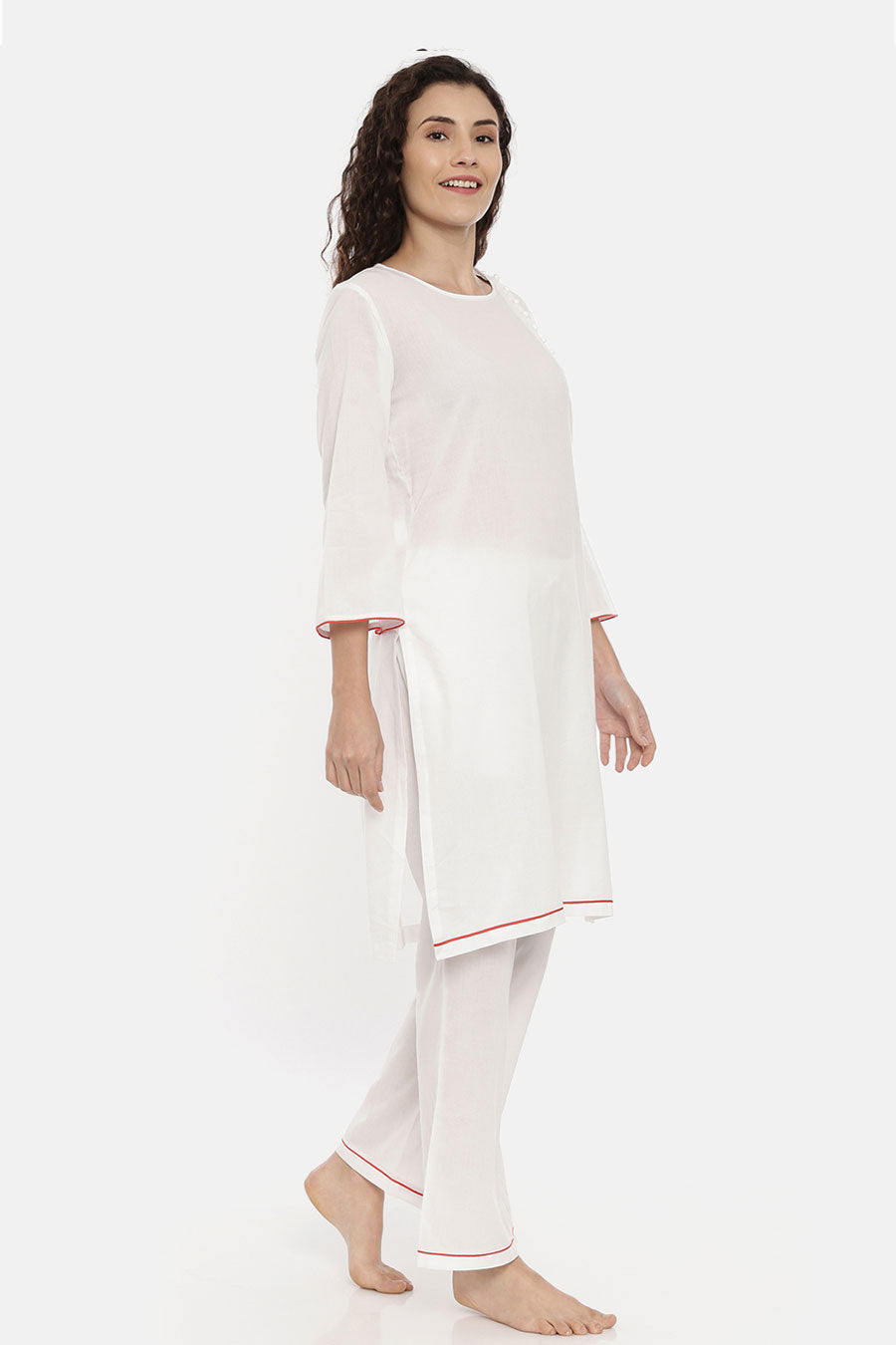 White Kura, Pant & Overlay Nightwear Set