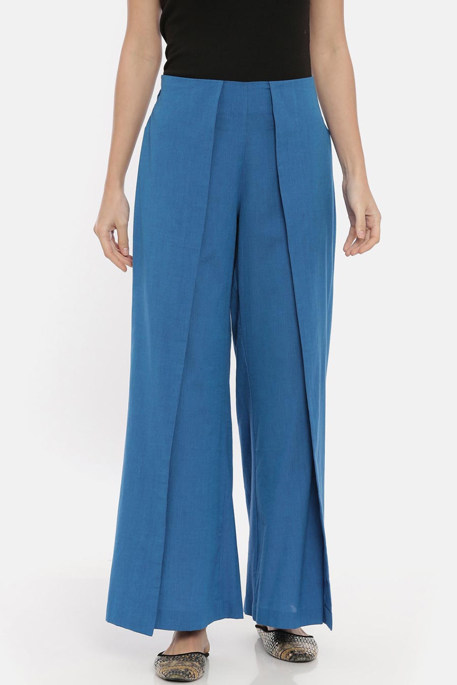 Blue Side Flap Palazzo Pant