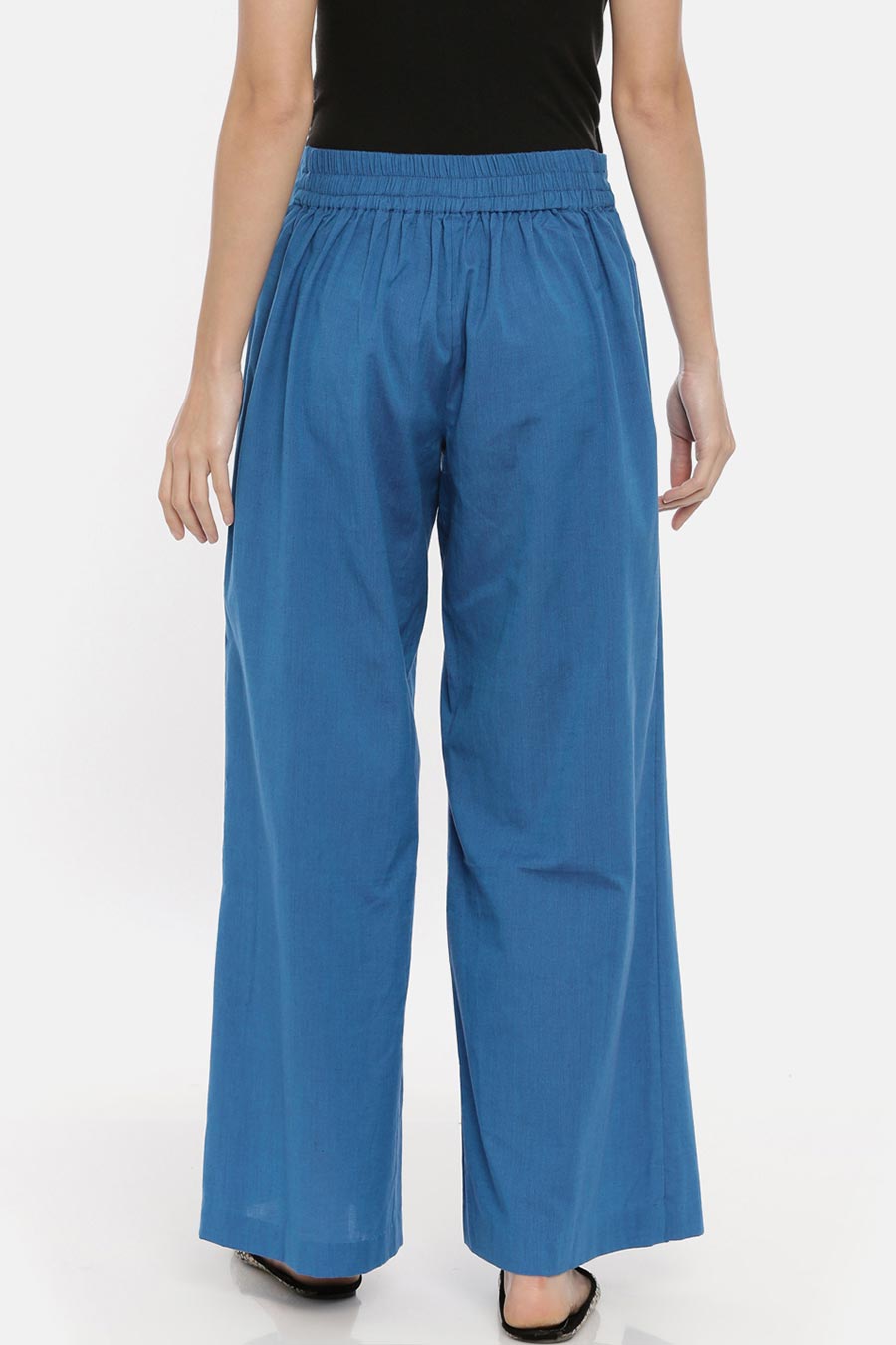 Blue Side Flap Palazzo Pant