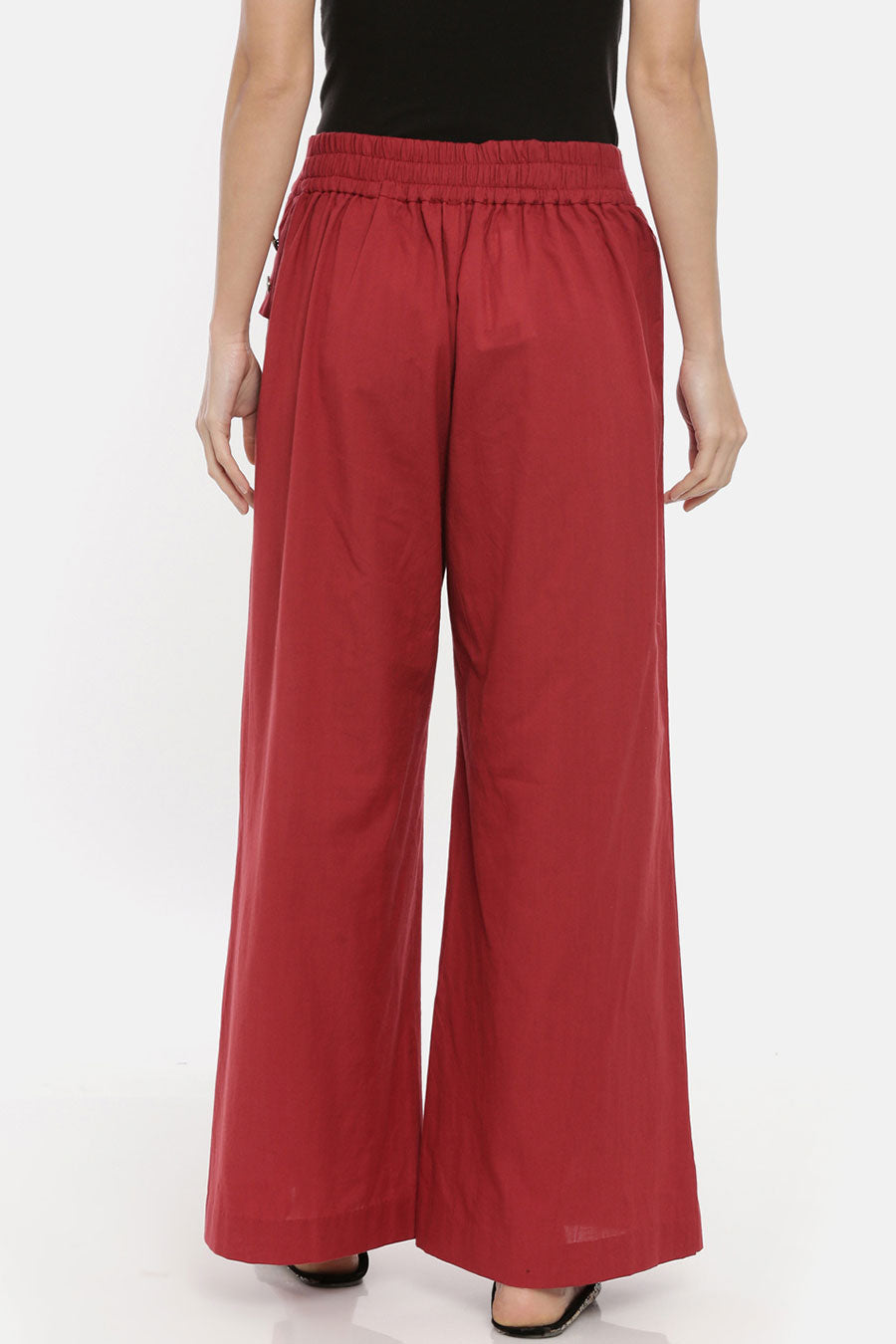 Red Wrap Flap Palazzo Pant