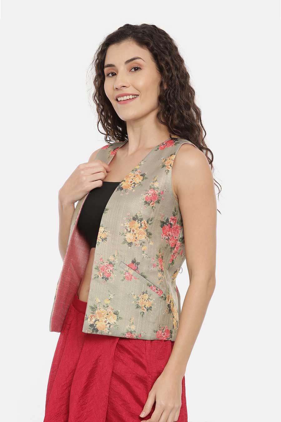 Pink-Green Reversible Short Jacket