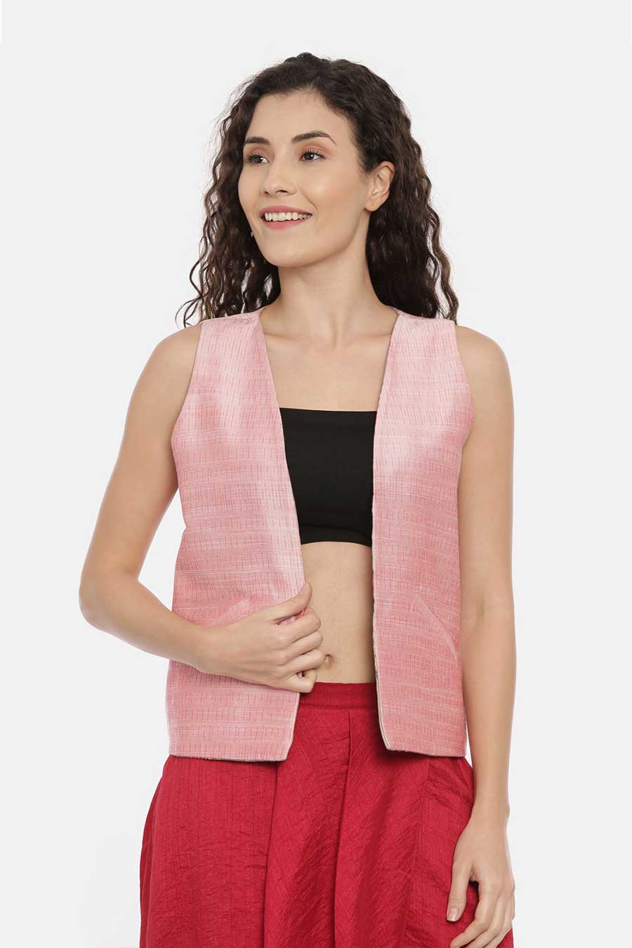 Pink-Green Reversible Short Jacket