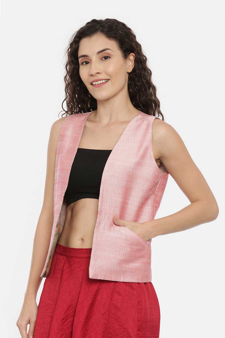 Pink-Green Reversible Short Jacket