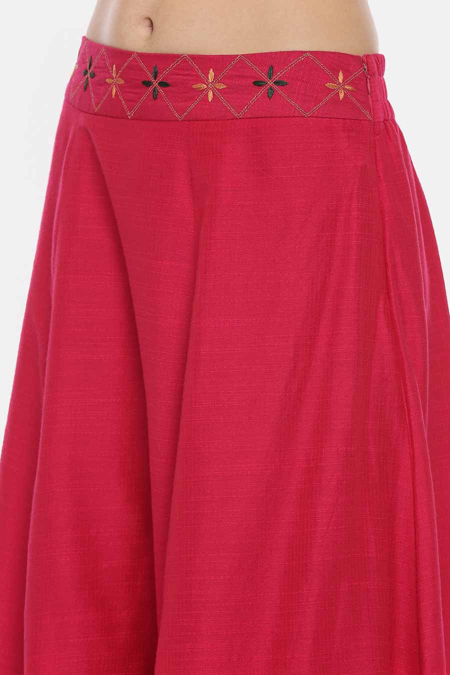 Pink Chanderi Silk Embroidered Skirt