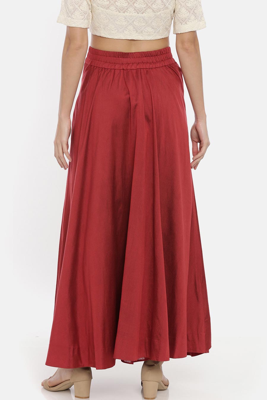 Red Asymmetrical Laytered Wrap Skirt