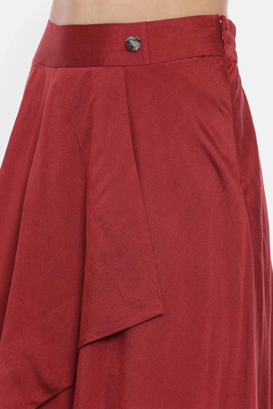 Red Asymmetrical Laytered Wrap Skirt