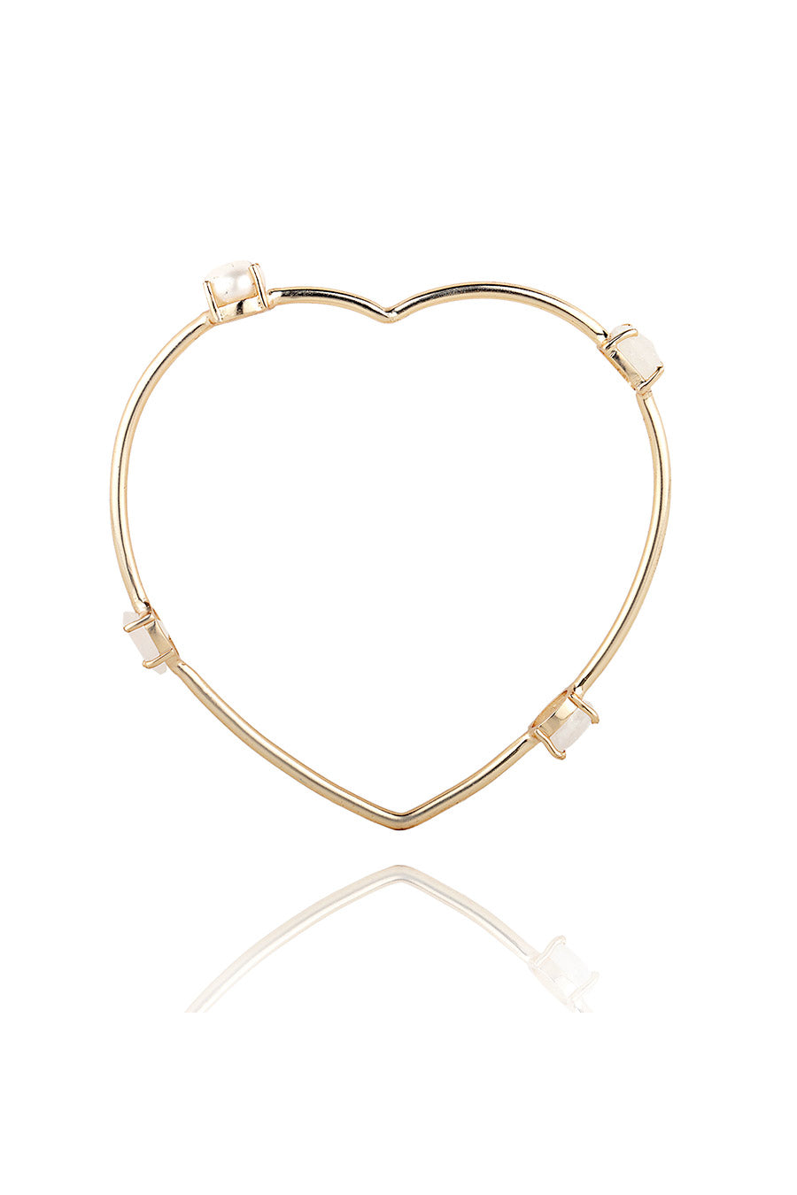 Pearl & Moonstone Heart Bangle