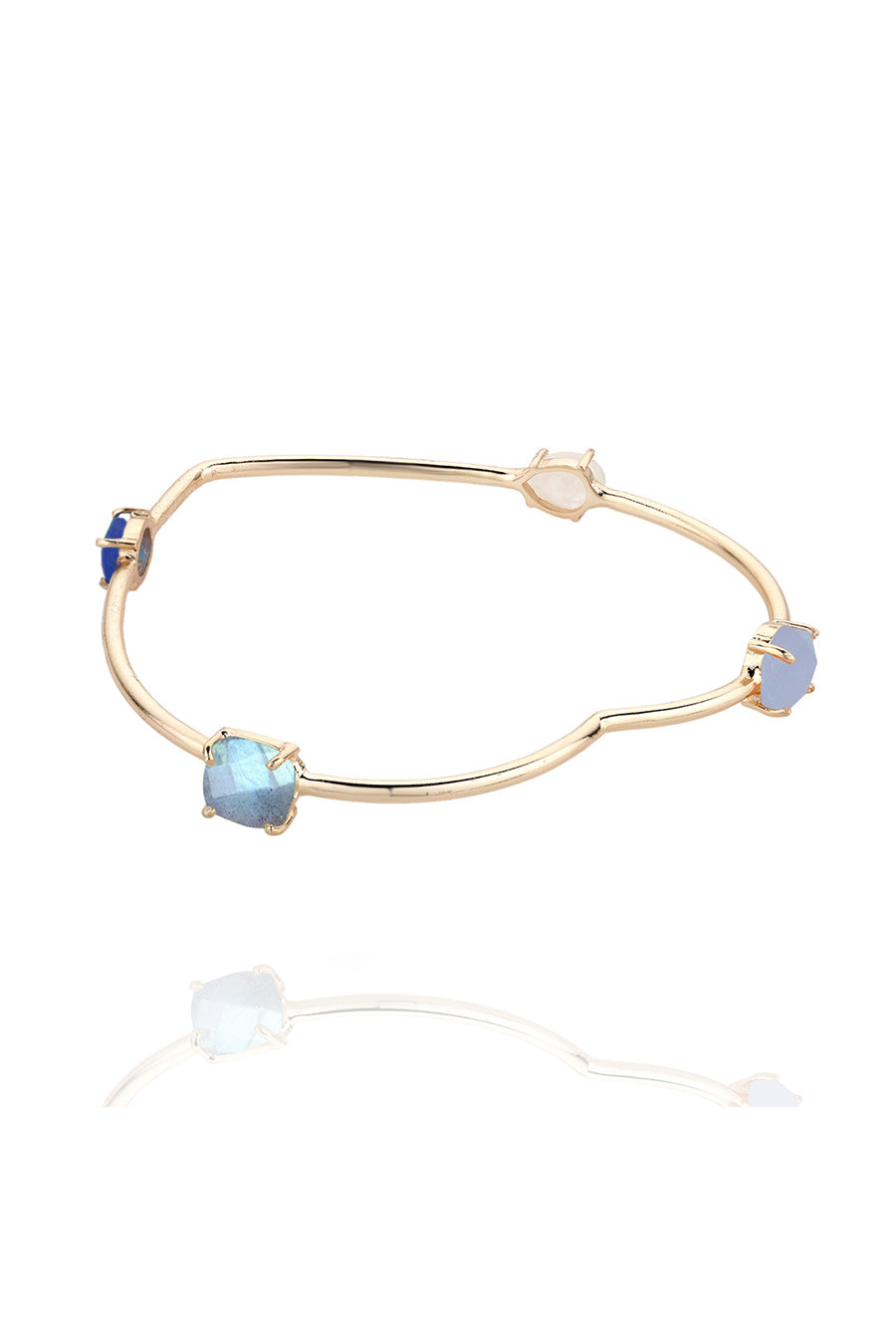 Cerulean Gem Stone Heart Bangle