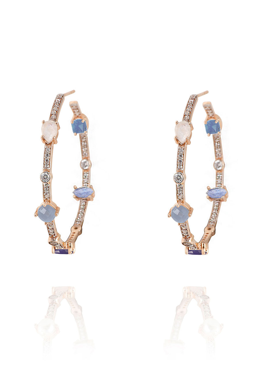 Cerulean Pave Gemstone Hoop Earrings