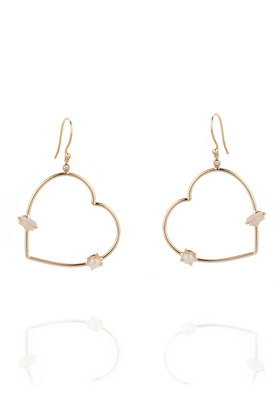 Ivory Pearl Heart Hoop Earrings