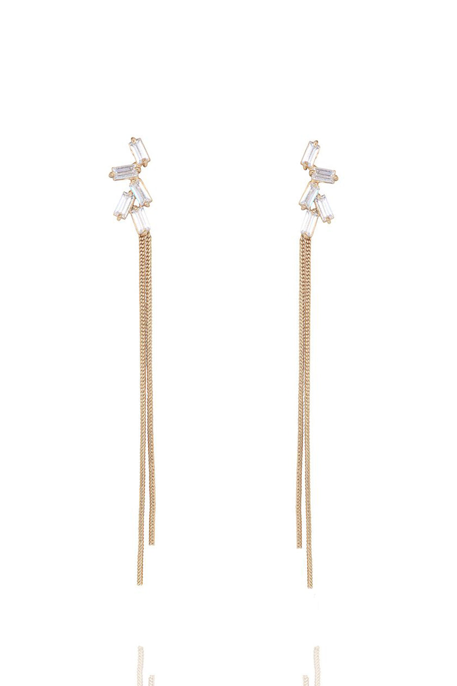 Baguette Zirconia Glamrock Tassel Earrings