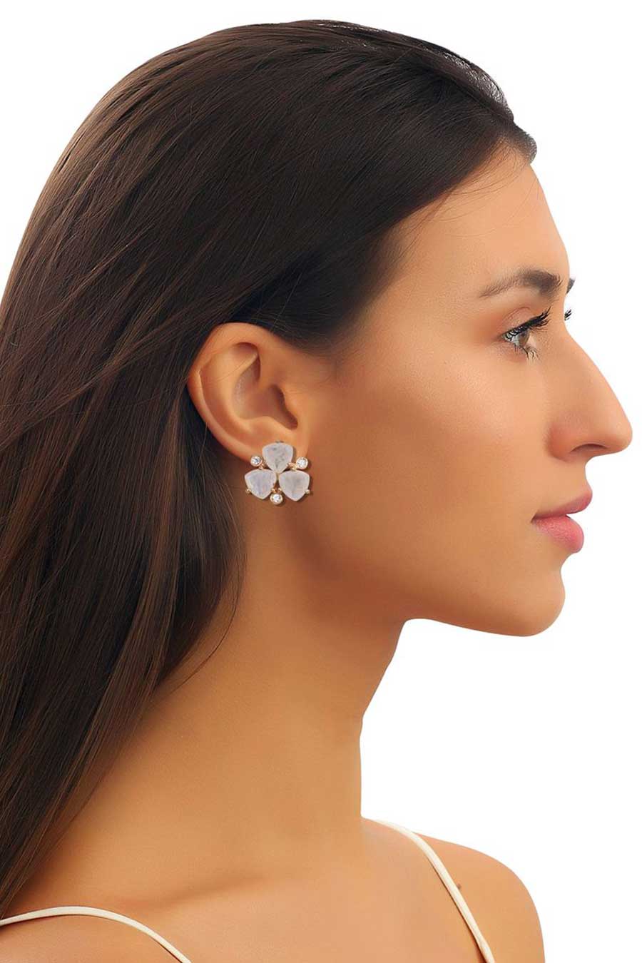 Moonstone Trio Stud Earrings