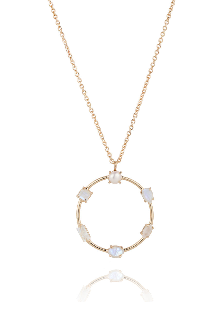 Moonstone & Pearl Circular Necklace