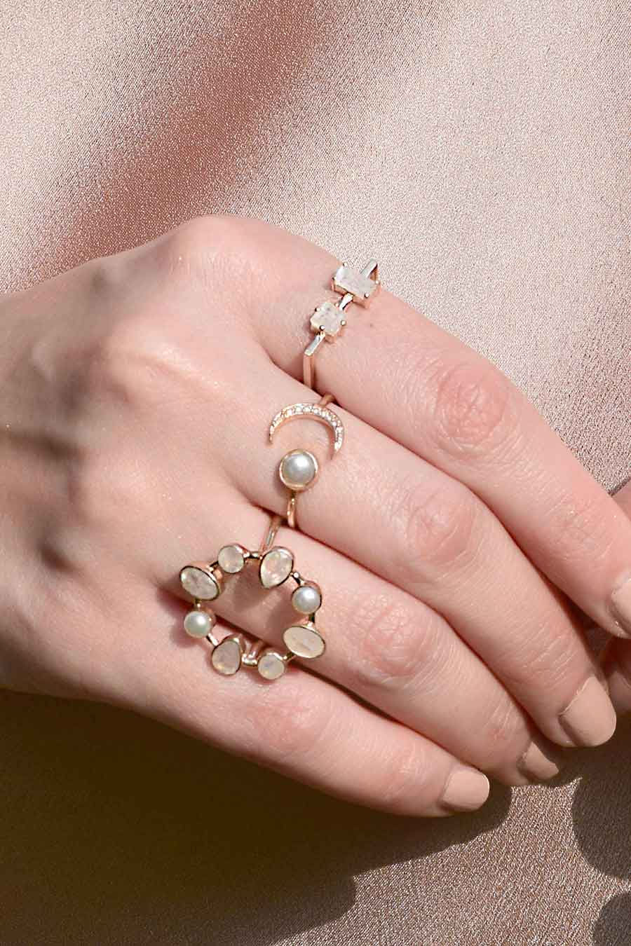 Ivory Pearl Moon Ring