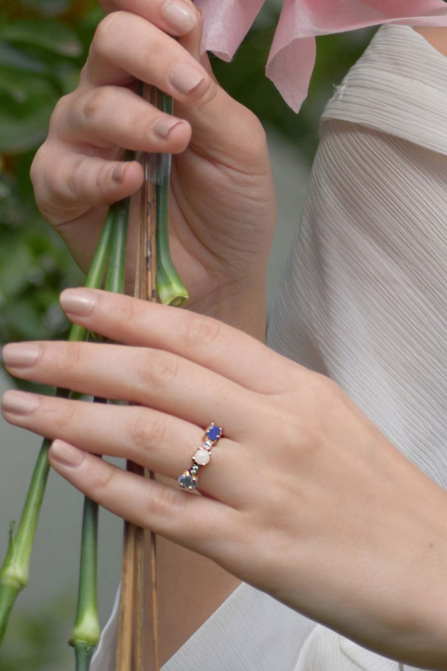 Cerulean Blue Pave Ring