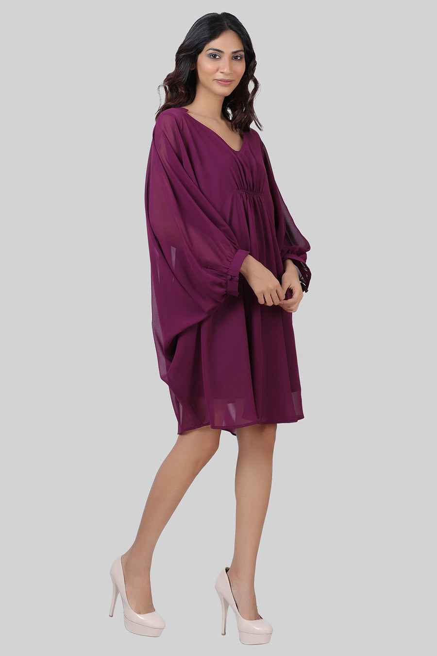 Wine Loose-Fit Kaftan Dress