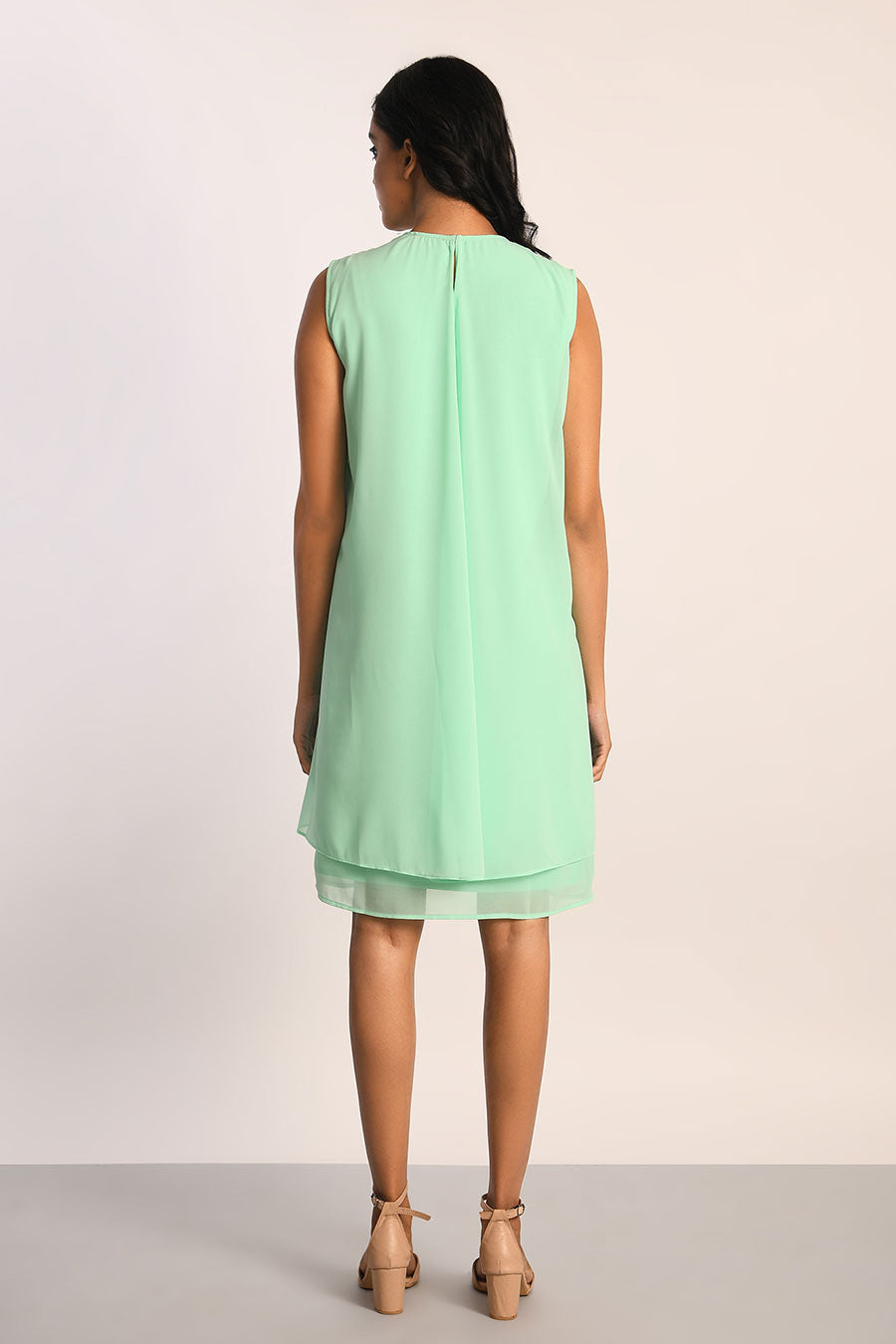 Mint Green Jewel Neck Dress