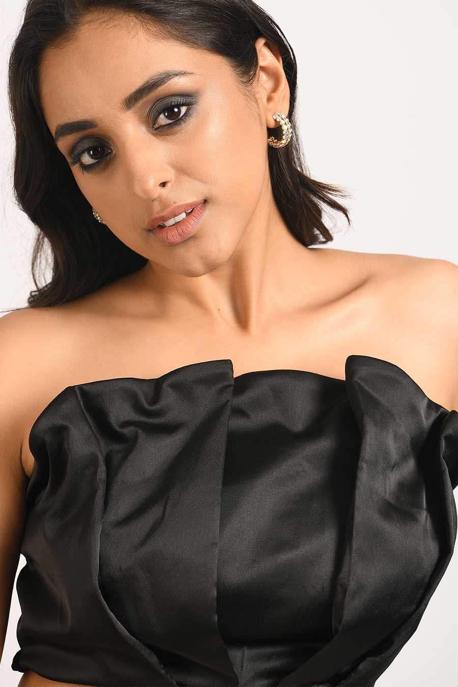 Dramatic Black Ruffled Bustier Top