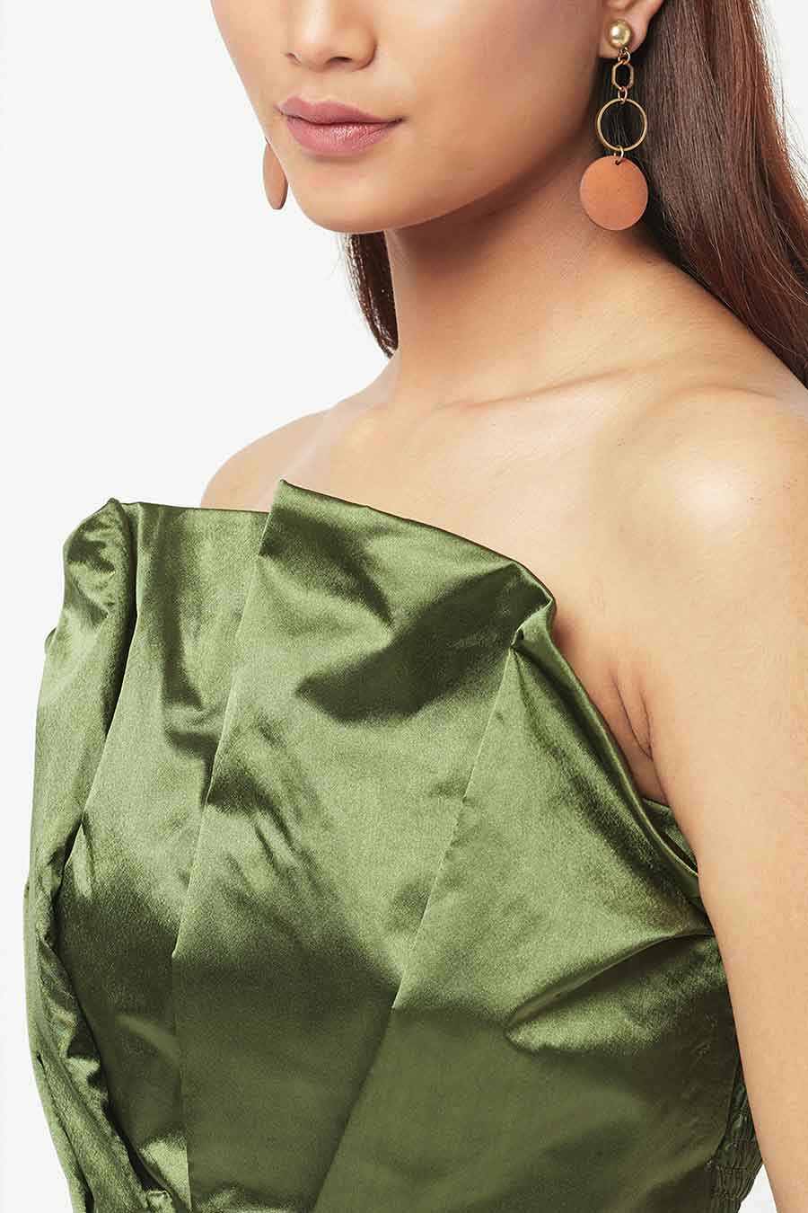 Off-Shoulder Green Bustier Top