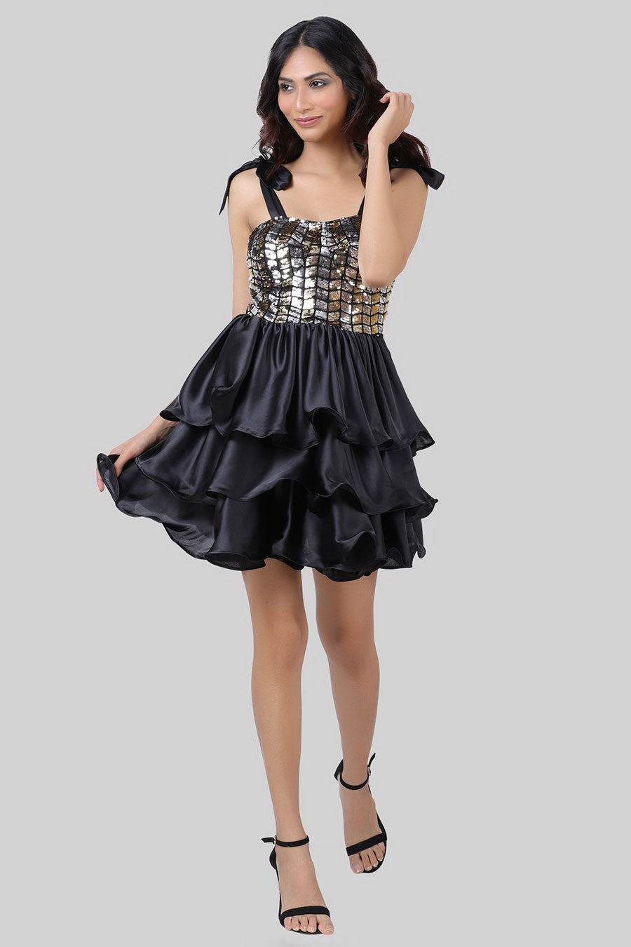 Blackbird Sequined Ruffle Dress