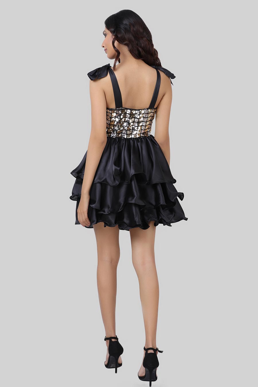 Blackbird Sequined Ruffle Dress